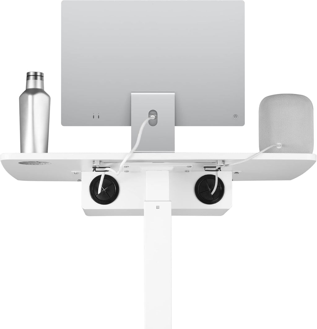 44 Height Adjustable Rolling Desk with Shelf, White C646688