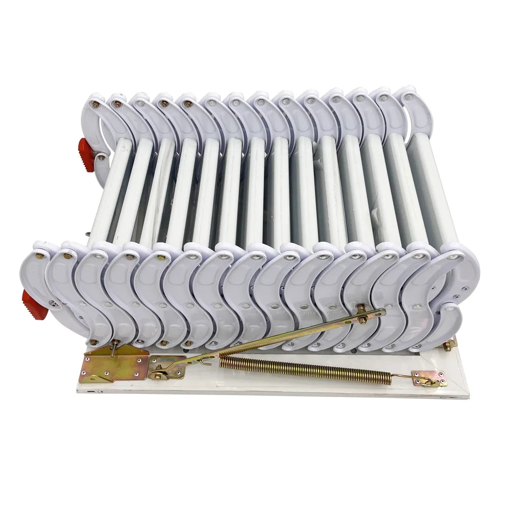 White 11.5ft 14 Steps Wall Mounted Folding Ladder Stairs G924