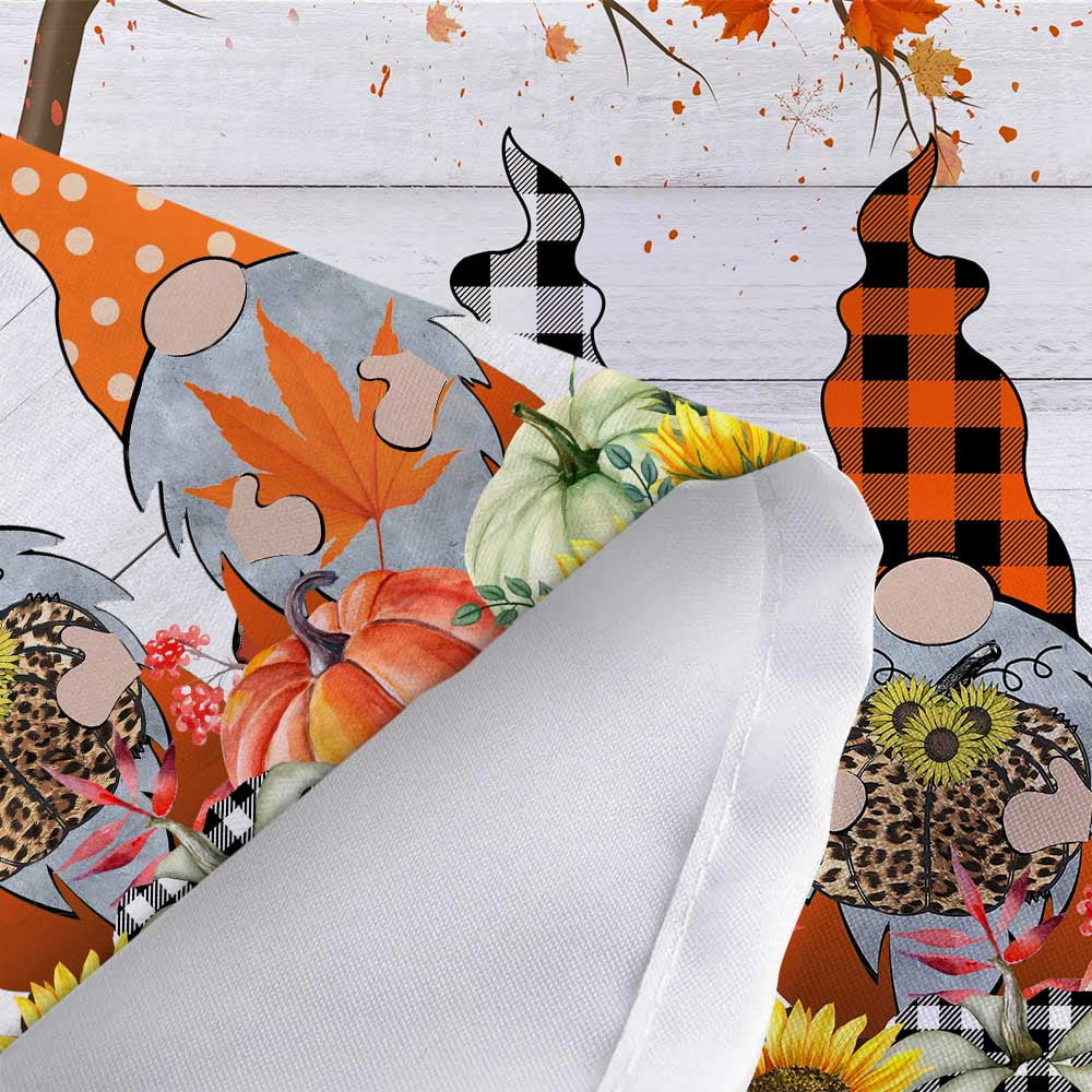 Fall Gnome with Pumpkin Shower Curtain, 72"x72"inch, Durable Fabric with 12 Hooks H10664