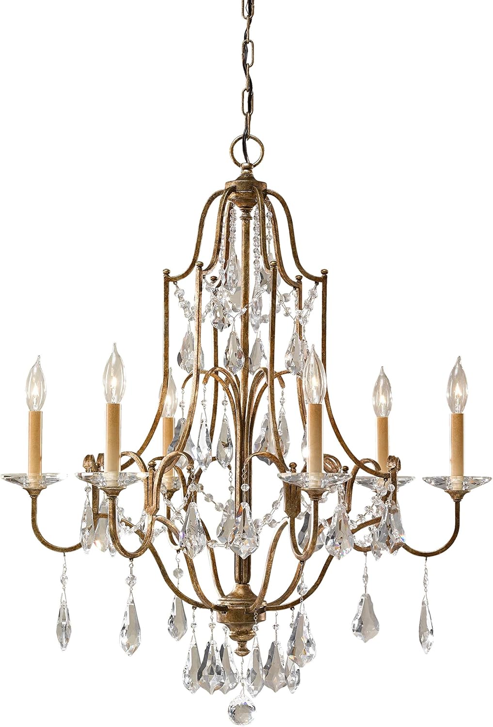 Bronze 6-Light Crystal Candle Chandelier Y248