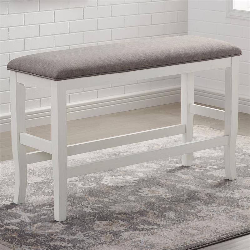 White Wood Counter Height Dining Bench U1134
