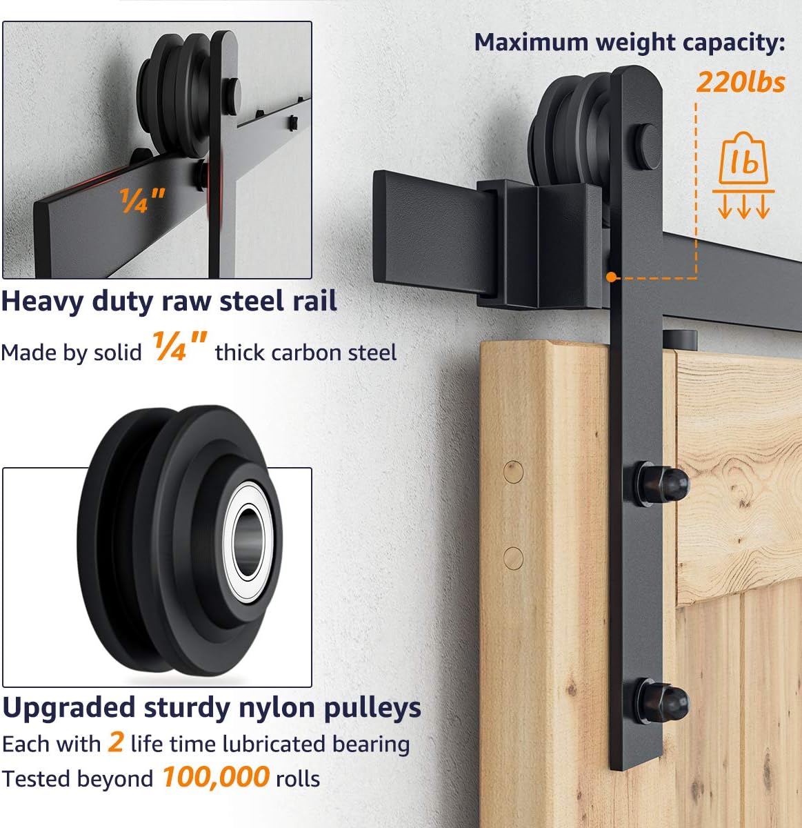 12ft Heavy Duty Sliding Barn Door Hardware Kit M226982