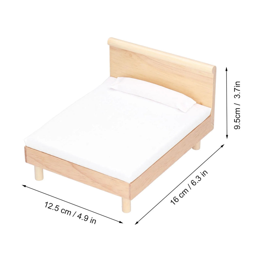 Wooden Double Bed for Dollhouse Decoration H8835