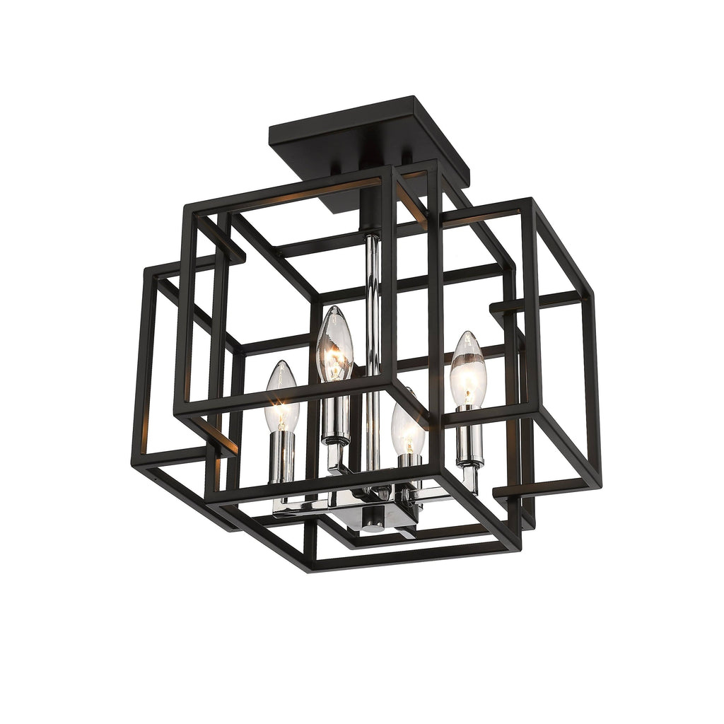 Black Steel Semi-Flush Mount Light I305260