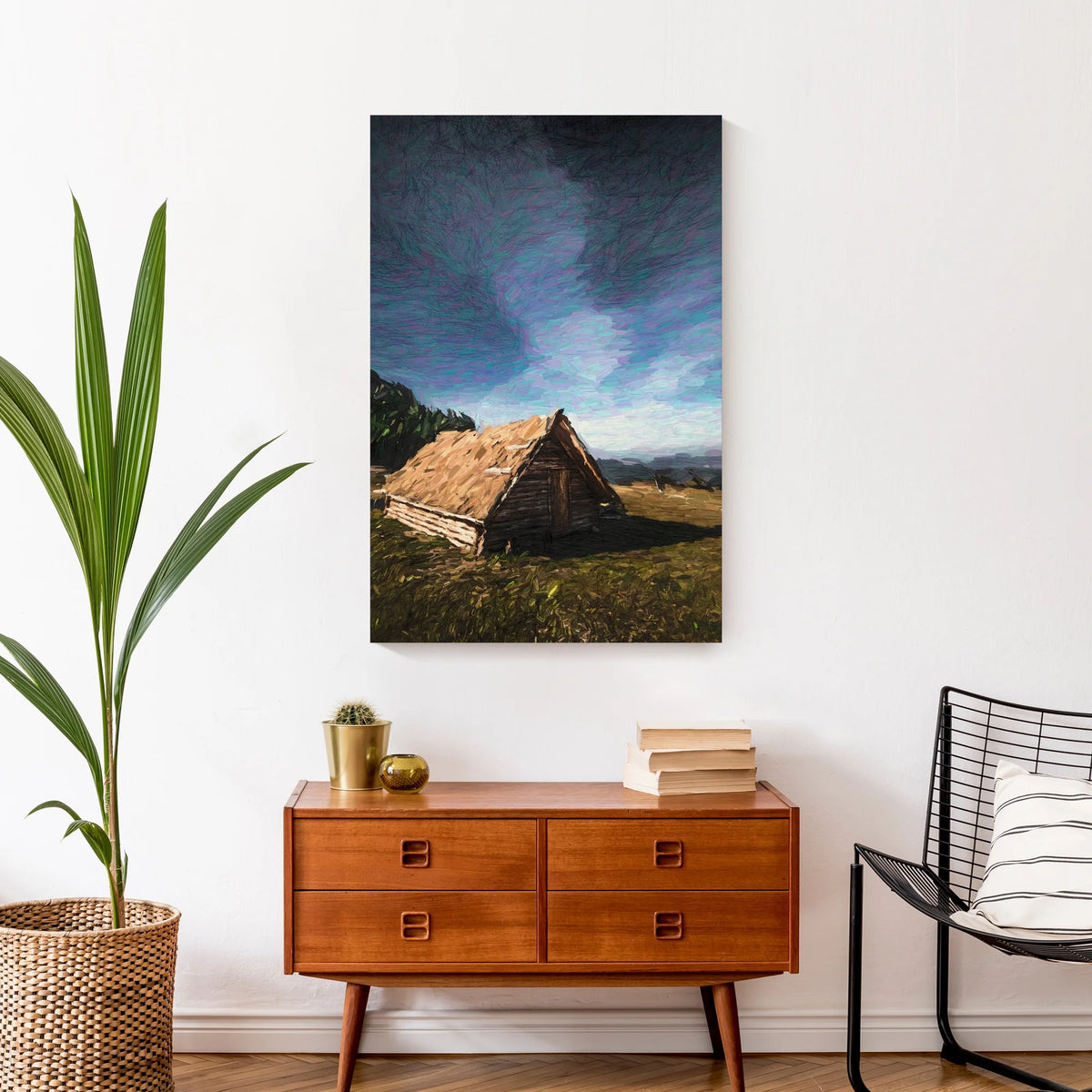 Dark and Stormy Cabin 20x30 Canvas Wall Art Y755