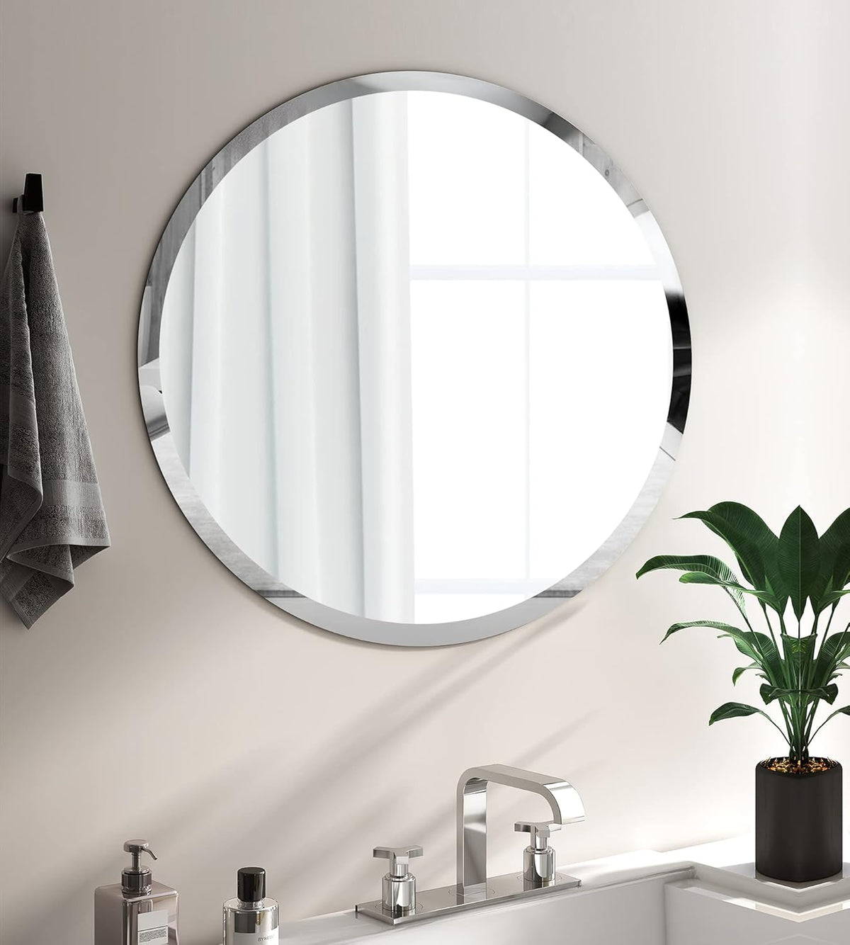 Scalloped Frameless Wall Mirror 17.7x23.6 in Y39939