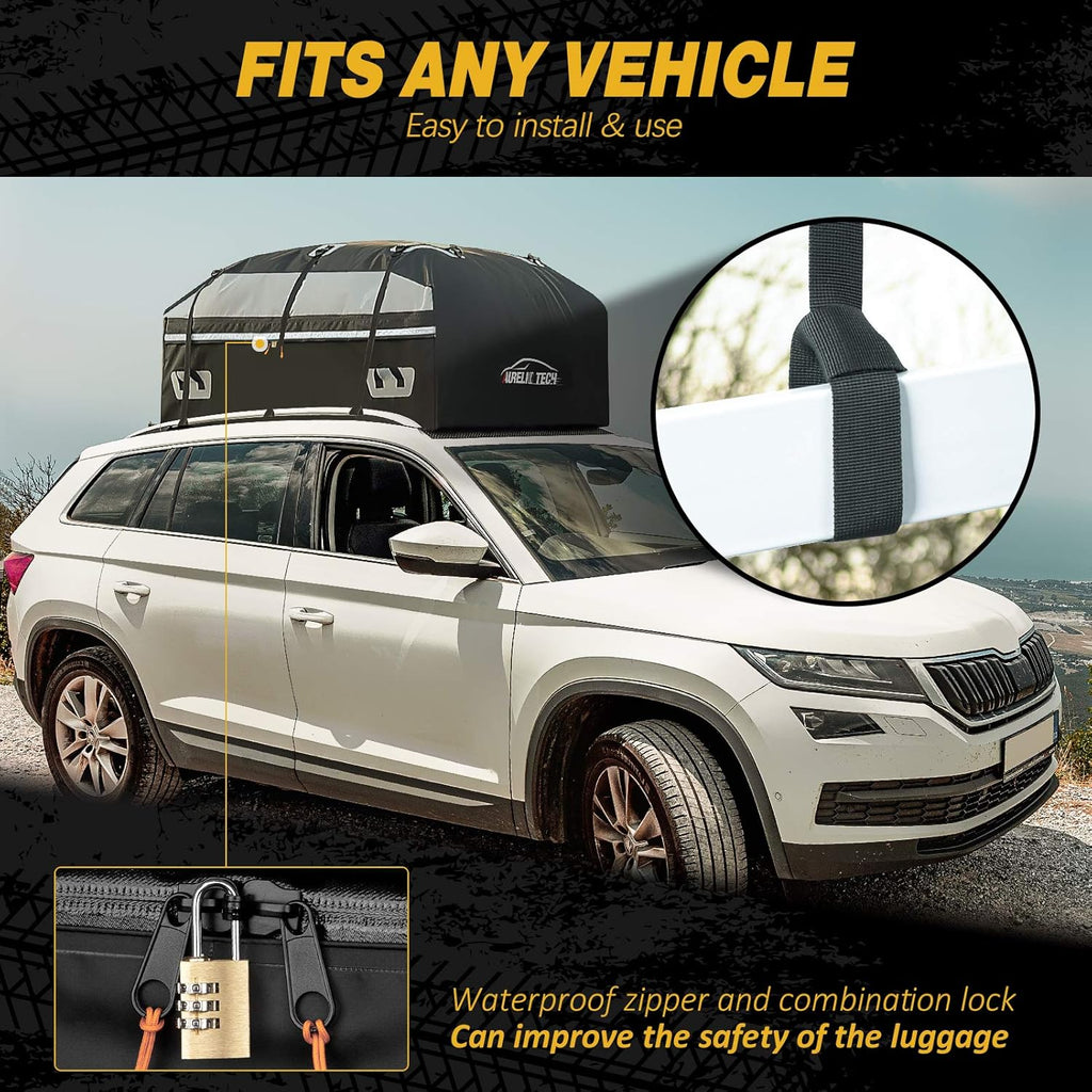 20 Cubic Feet Waterproof Car Rooftop Cargo Carrier Bag with Anti-Slip Mat I137095