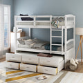 Twin Over Twin Wood Bunk Bed with Trundle and Drawers S883