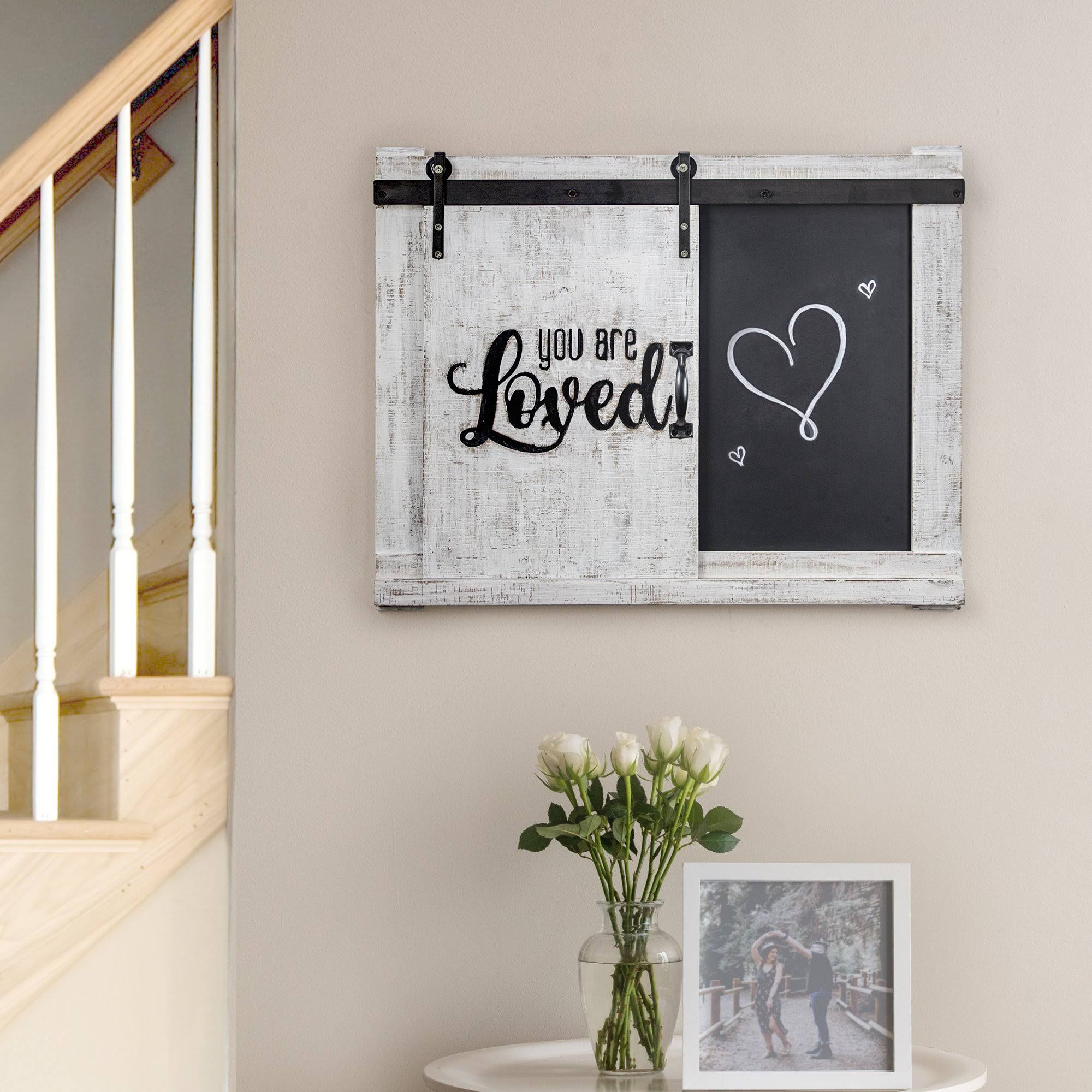 White Wall Mounted Chalkboard Message Board F952