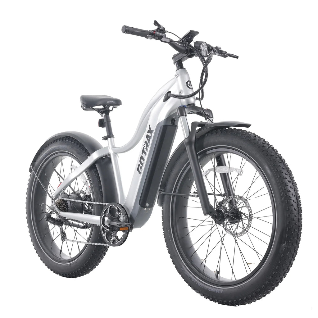 Silver 750W 48V 26" x 4" Fat Tire Electric Mountain Bike B4602