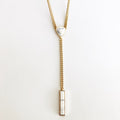 White Howlite Chain Link Statement Necklace Gold W2401