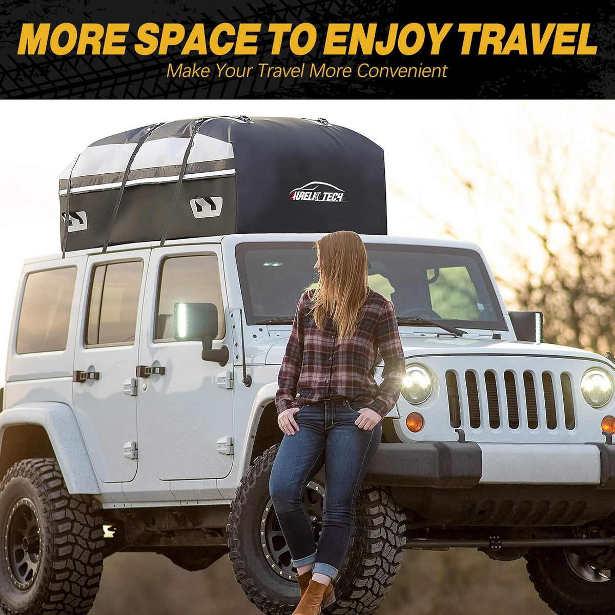 20 Cubic Feet Waterproof Car Rooftop Cargo Carrier Bag with Anti-Slip Mat I137095