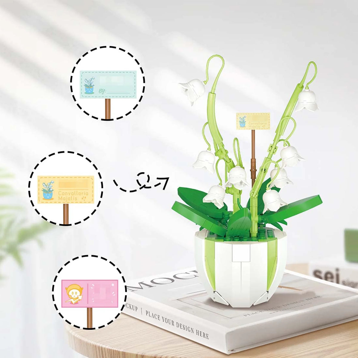 White Bell Orchid Bouquet Building Block Set J911427