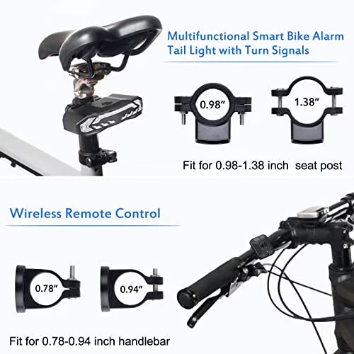 Smart Bike Tail Light with Turn Signals, Remote Control Rear Light USB Rechargeable IP65 Waterproof I756