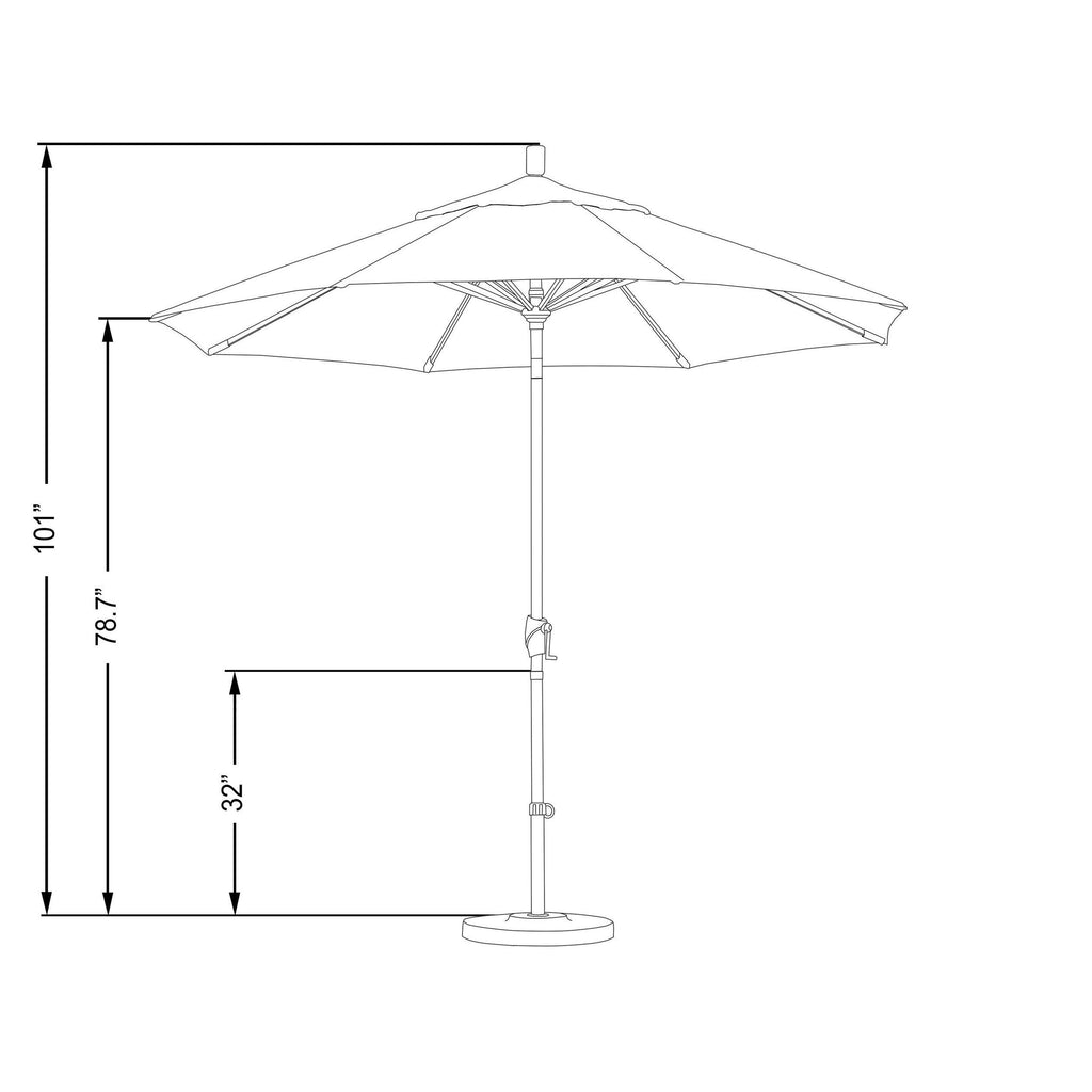 9 ft. Aluminum Market Umbrella Collar Tilt Matted Black Olefin Hunter Green N9144