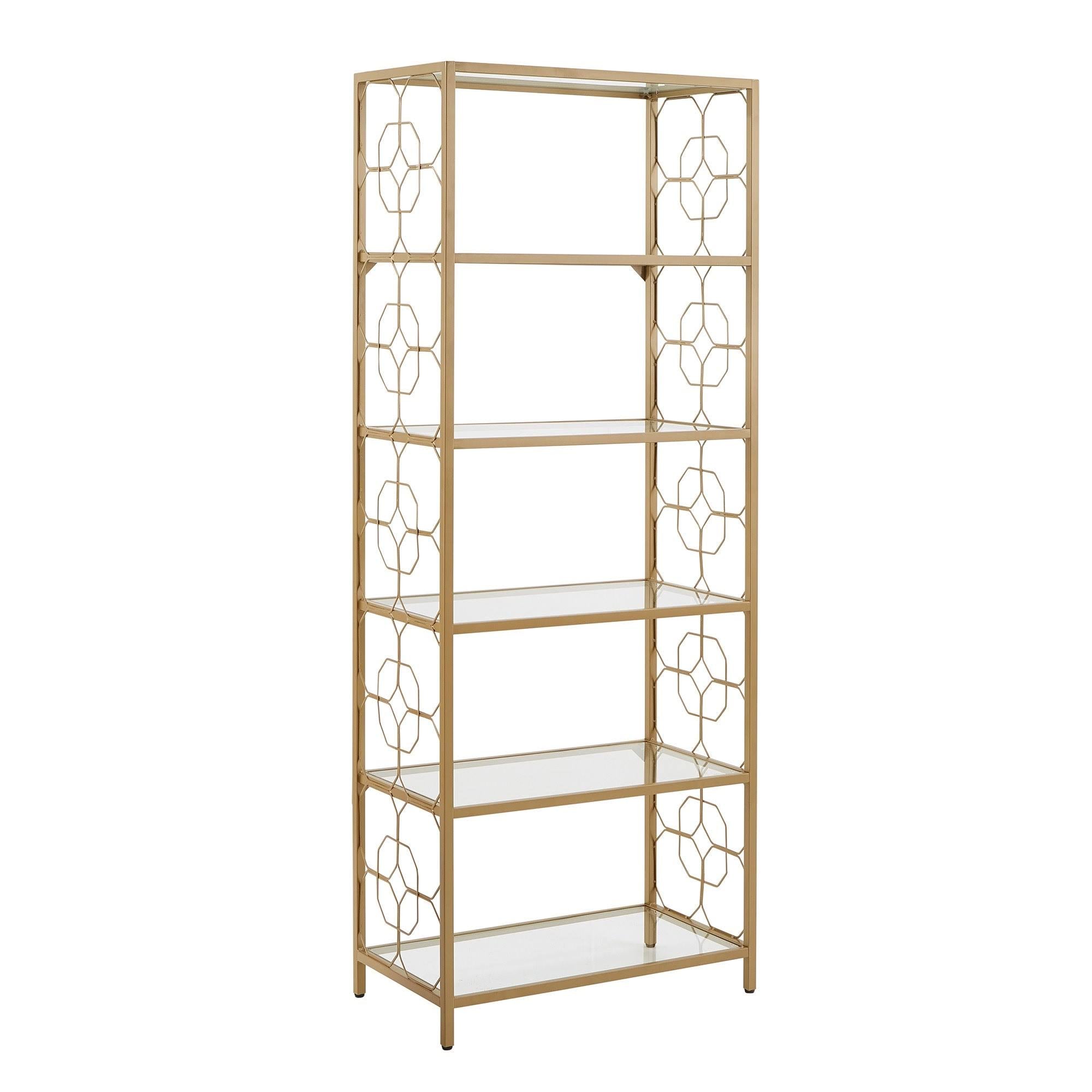Gold Metal and Glass Bookcase K518625