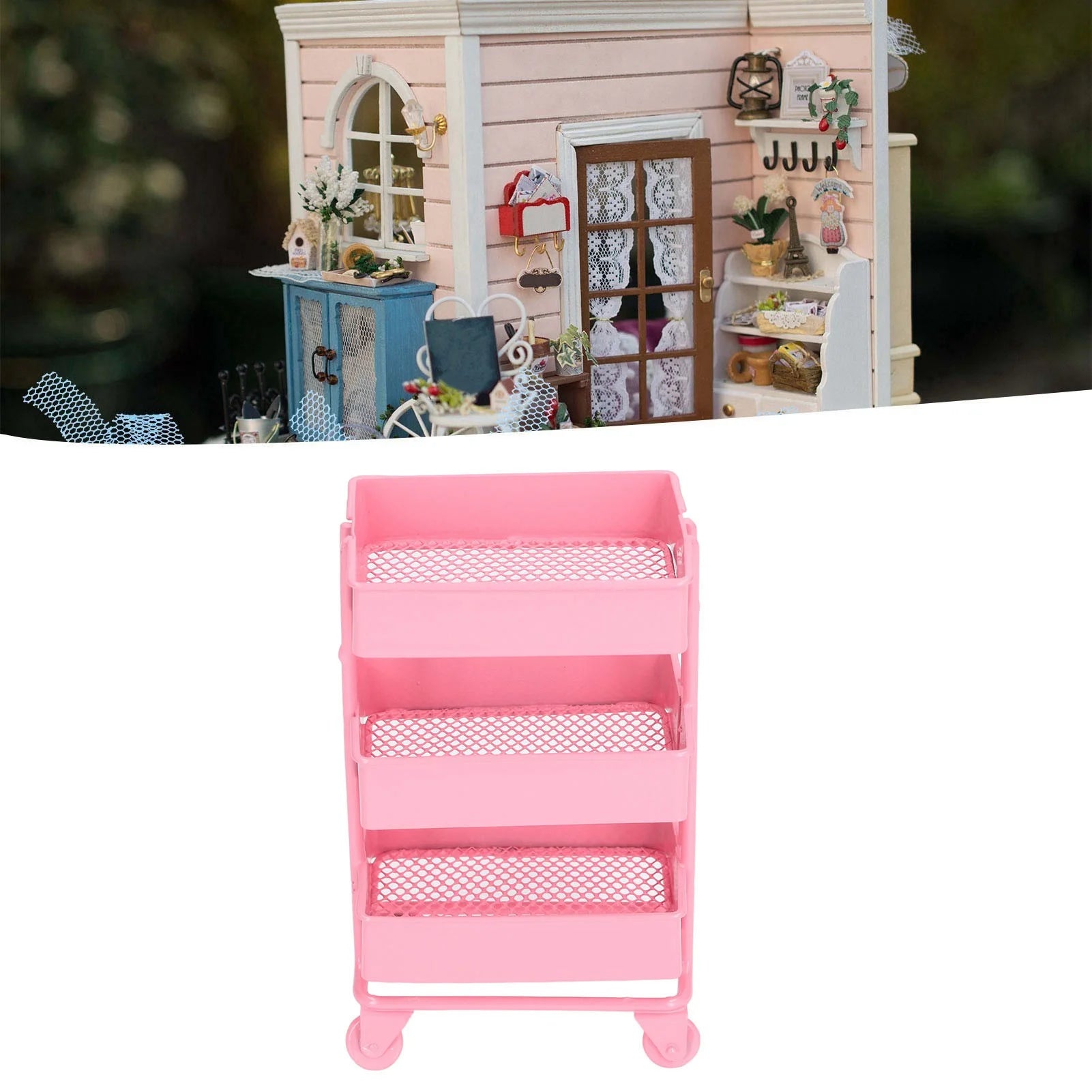 3 Tier Dollhouse Trolley Rack with Wheels Q195285