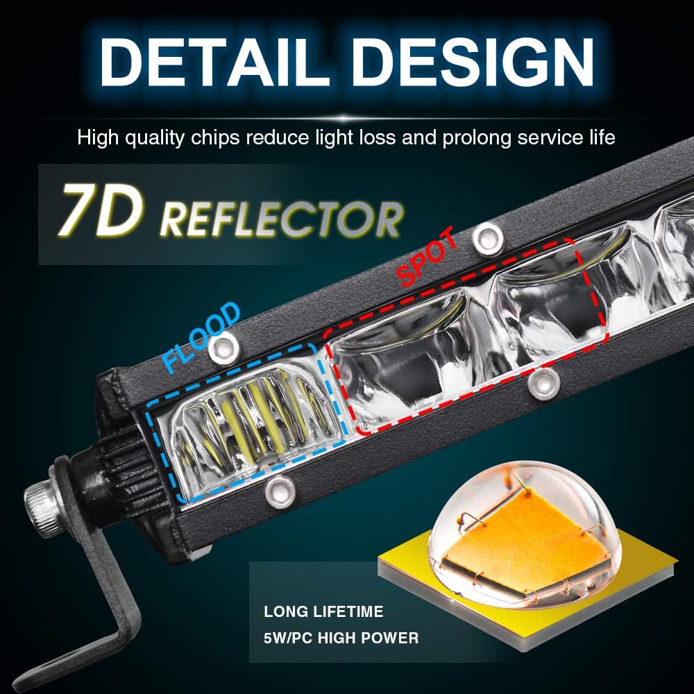 20 inch Single Row LED Light Bar Spot Flood Combo Beam 12V 24V Off Road Work Light Pack of 2 X948517