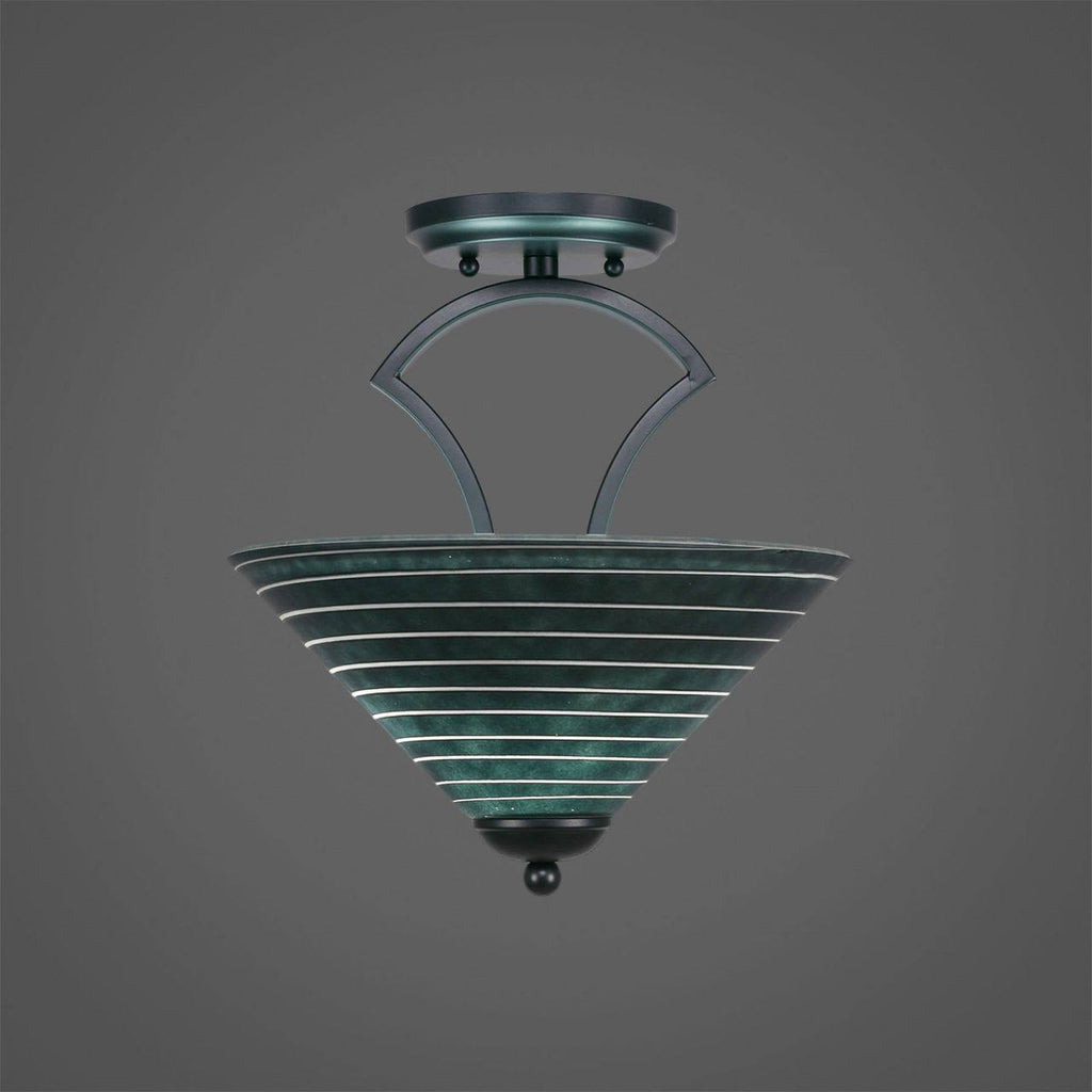 Matte Black Two Light Semi-Flush Mount O3010