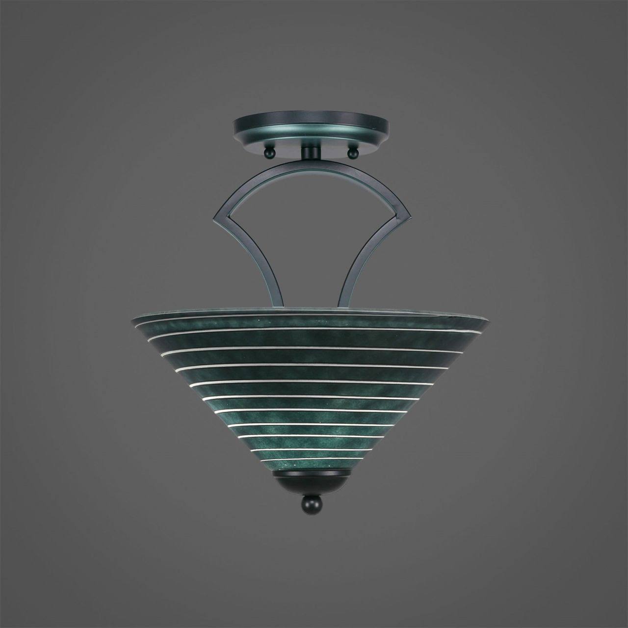 Matte Black Two Light Semi-Flush Mount O3010