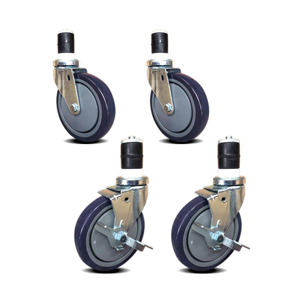Set of 4 Expanding Stem Casters with and Without Brakes R97293
