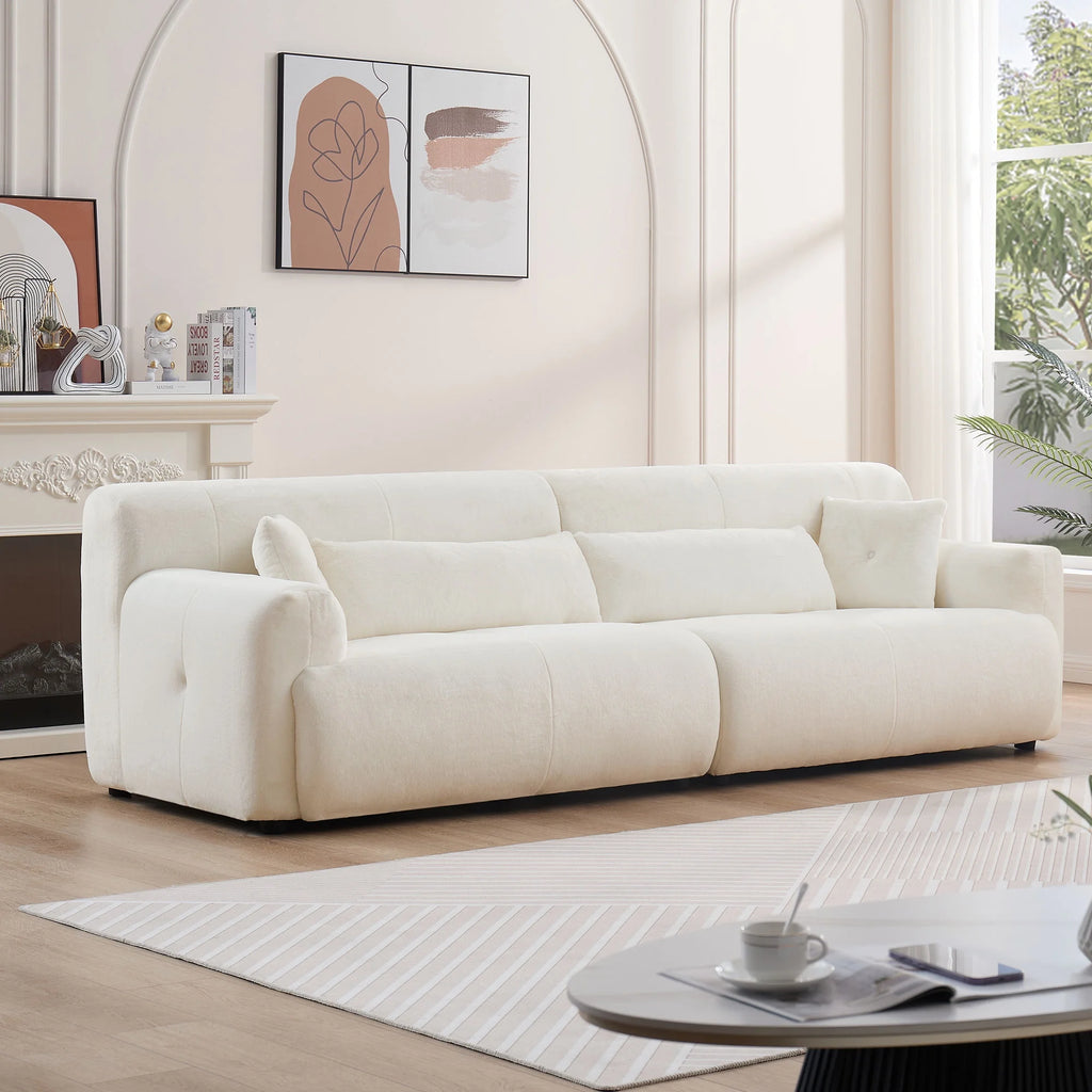 Beige Faux Rabbit Fur Sofa S283