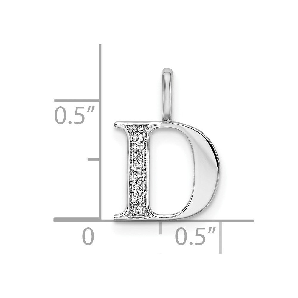 14k White Gold Diamond Letter D Initial Pendant Necklace L957