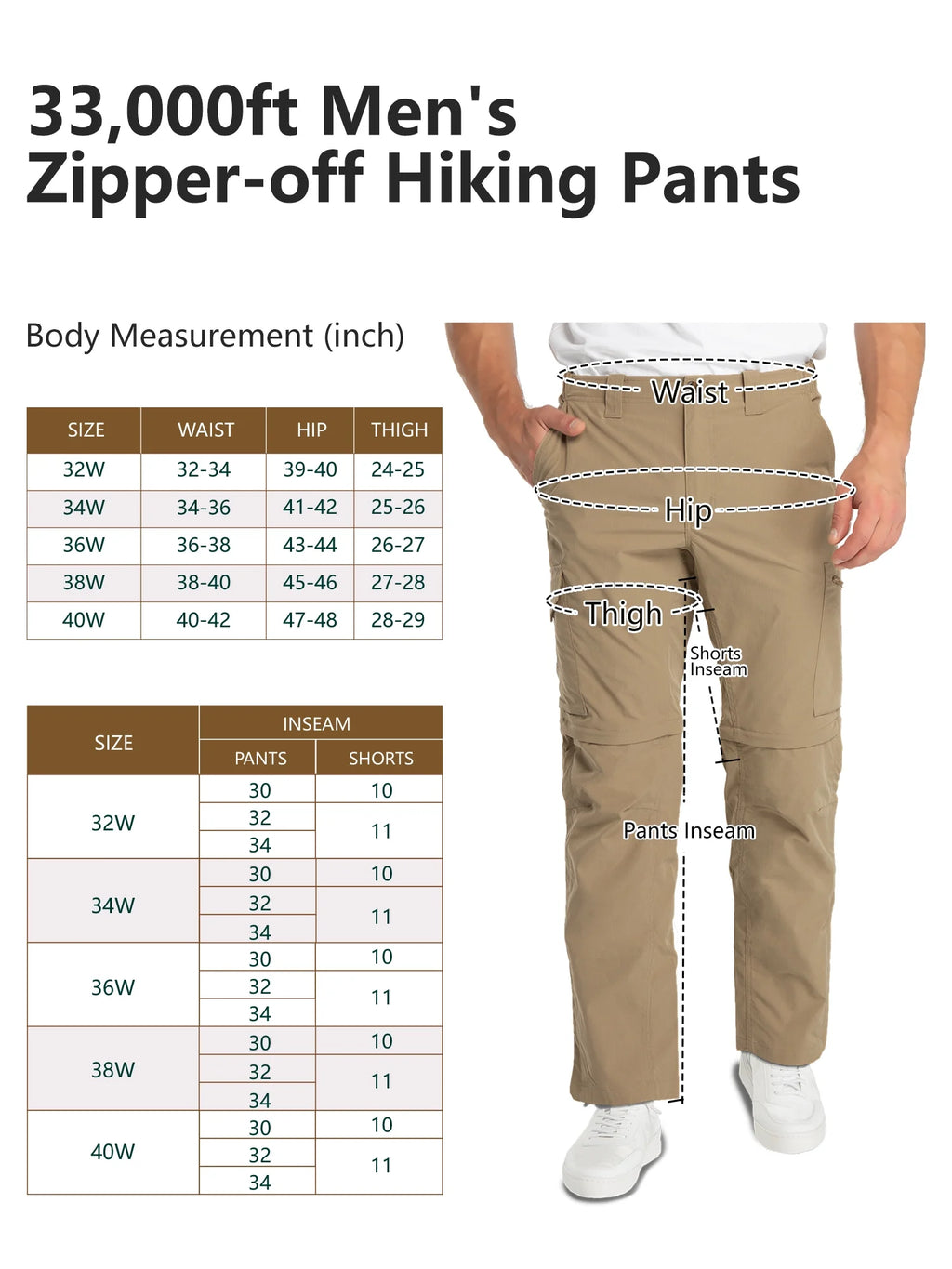 Convertible Quick Dry Stretch Zip-Off Lightweight Cargo Pants X5962
