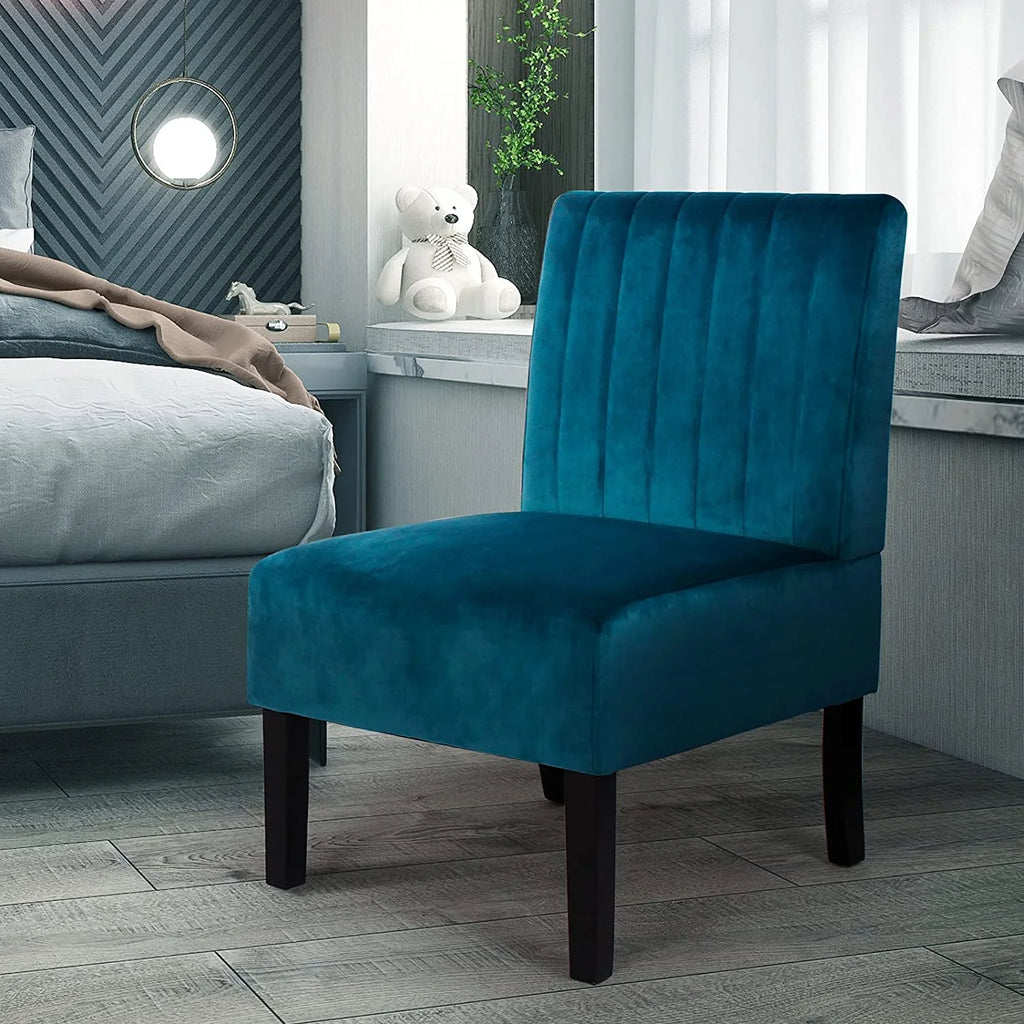 Blue Velvet Armless Accent Chair X93441