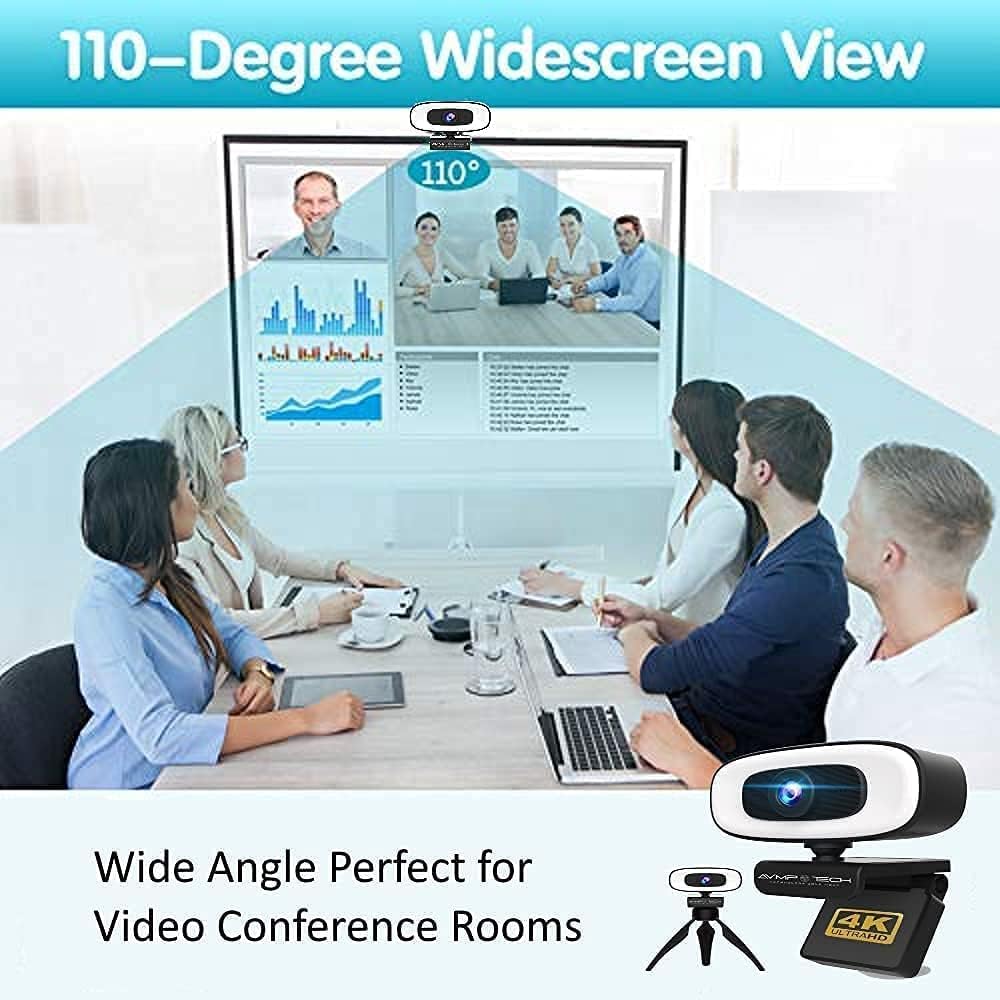 4K Webcam with Light Ultra HD 8MP Autofocus USB Web Cam with Microphone B768