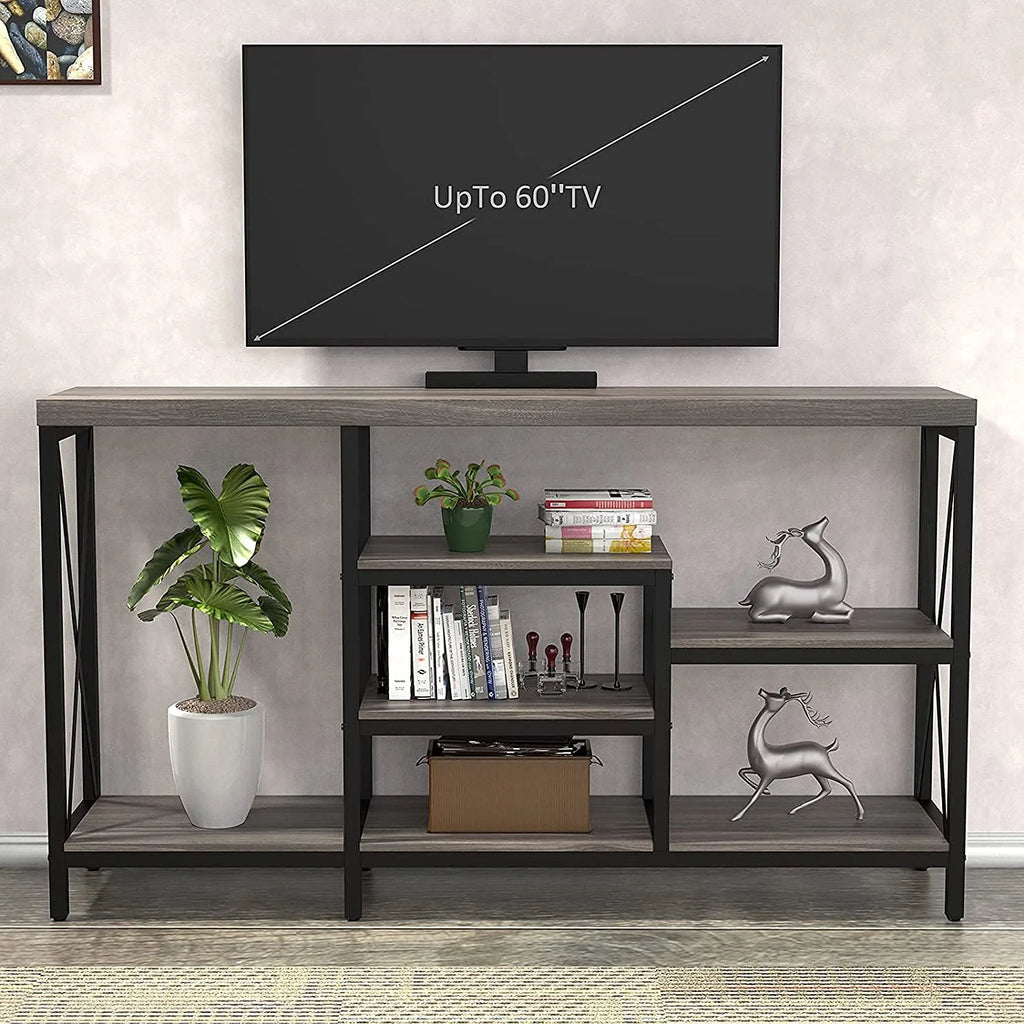 Gray 55"L Narrow Console Table with Storage Shelves W179452