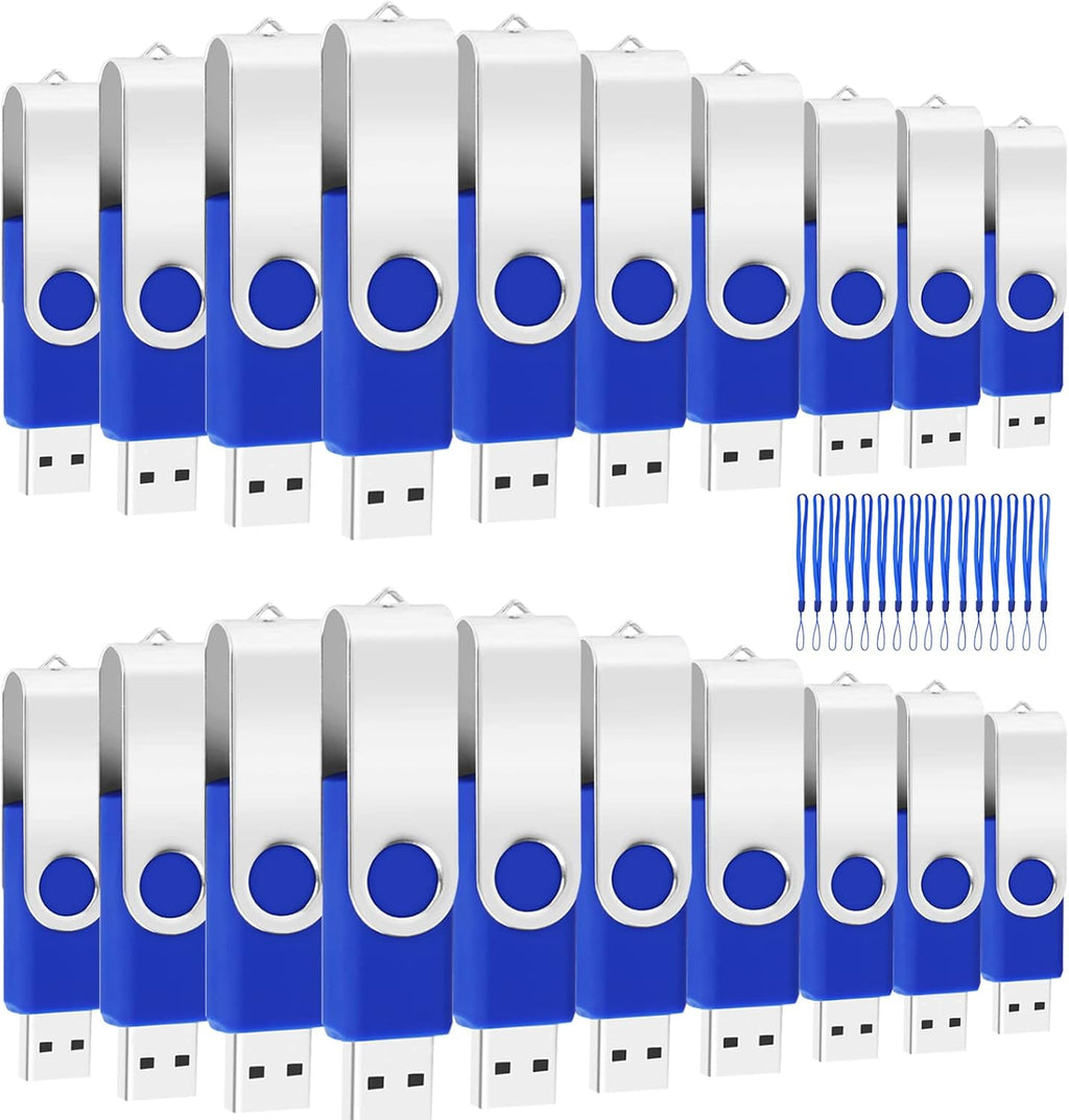 Blue Metal Swivel USB 2.0 Flash Drives 20 Pack T56949