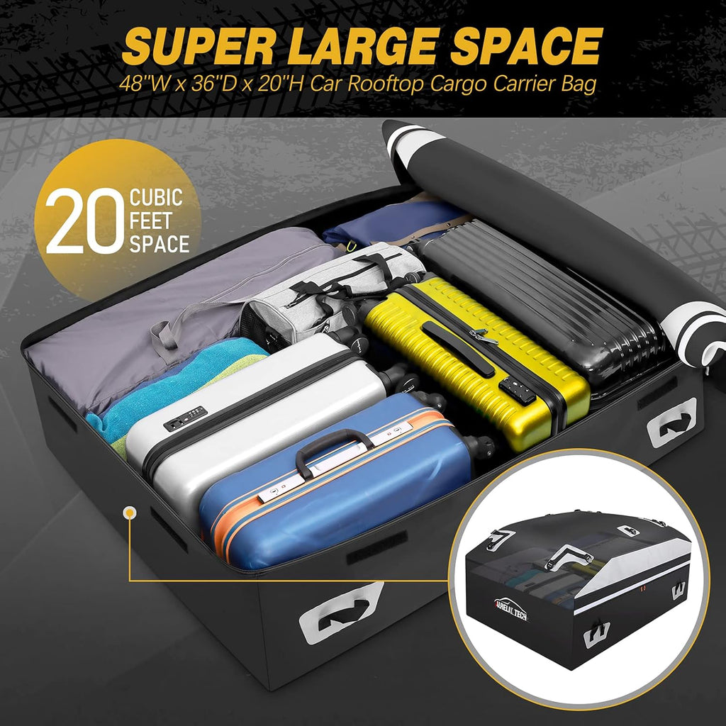 20 Cubic Feet Waterproof Car Rooftop Cargo Carrier Bag with Anti-Slip Mat I137095