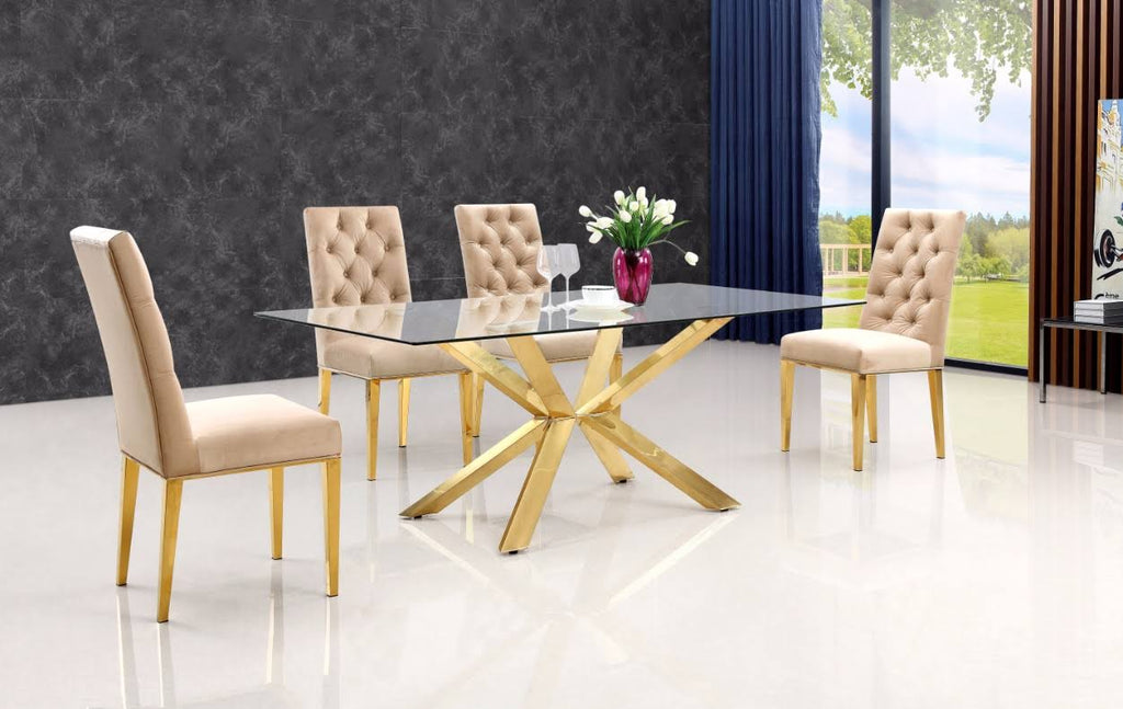 Beige Velvet Dining Chair - Set of 2 Y4684