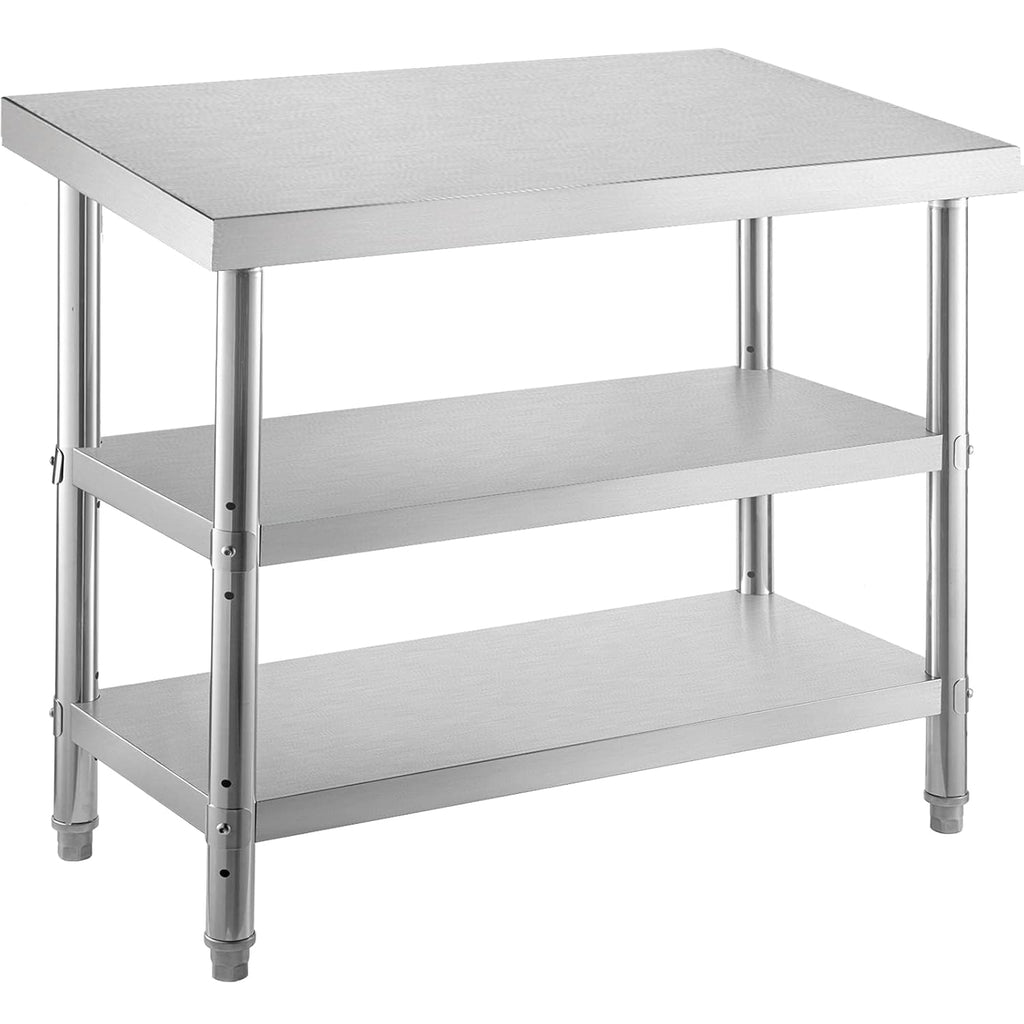 Stainless Steel Commercial Prep Table, 60x14x33 in, 2 Adjustable Undershelf N578292