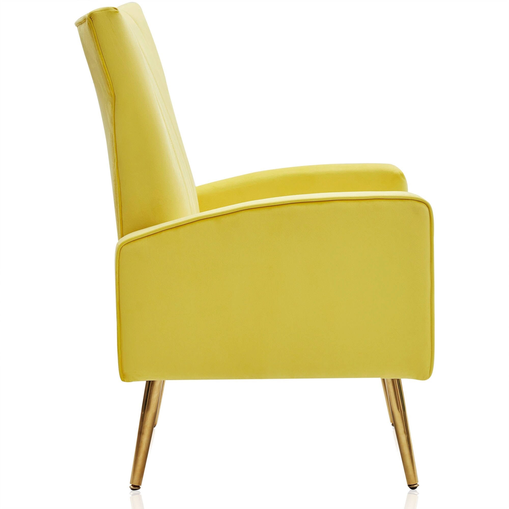 Yellow Velvet Wingback Arm Chair with Metal Legs T4068