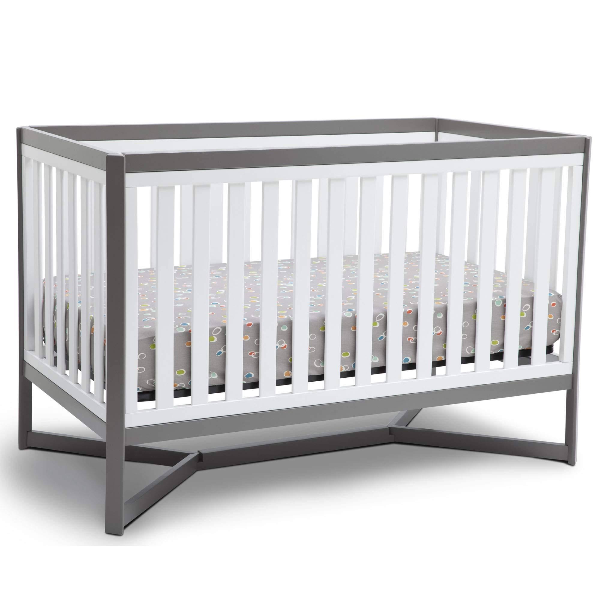 4-in-1 Convertible Crib White Grey O772