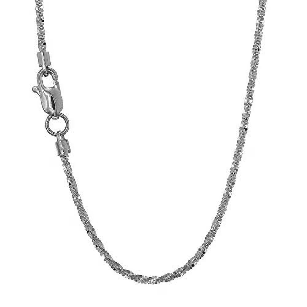 14k Solid White Gold Sparkle Chain Necklace, 20 Inches T97968