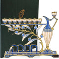 Blue Enamel Menorah Candelabra J2321