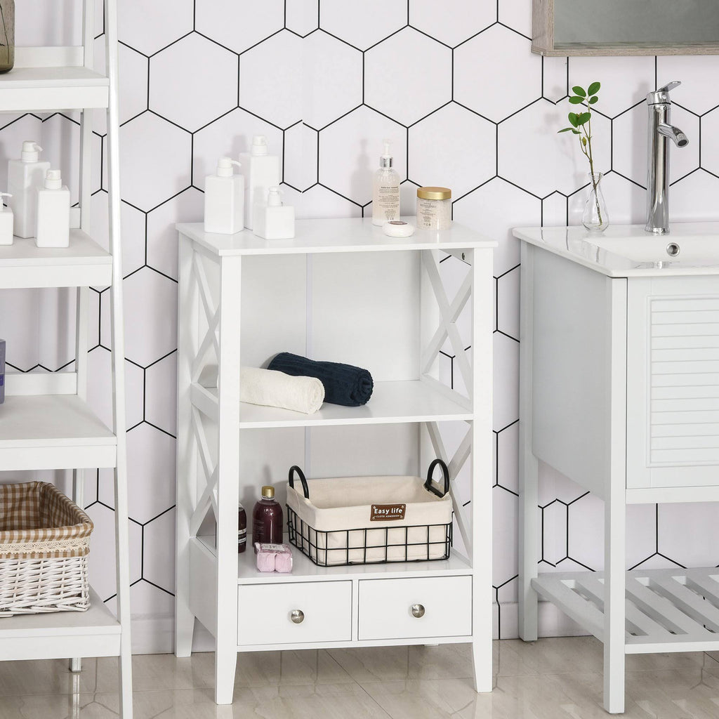 Freestanding Bathroom Storage Cabinet with Two Drawers and 3 Shelves U906373