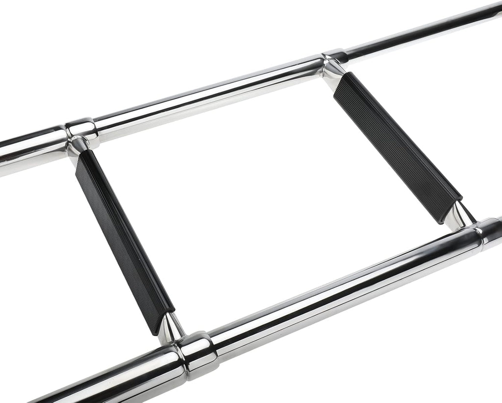 4 Step Folding 316 Stainless Steel Telescoping Boat Ladder with Retaining Strap, 900 Pound Capacity, Pack of 2 F89965