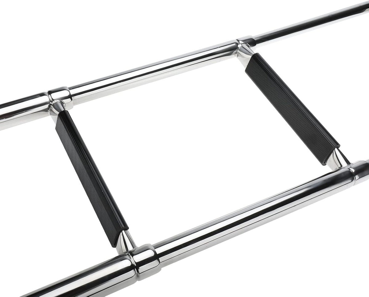 4 Step Folding 316 Stainless Steel Telescoping Boat Ladder with Retaining Strap, 900 Pound Capacity, Pack of 2 F89965