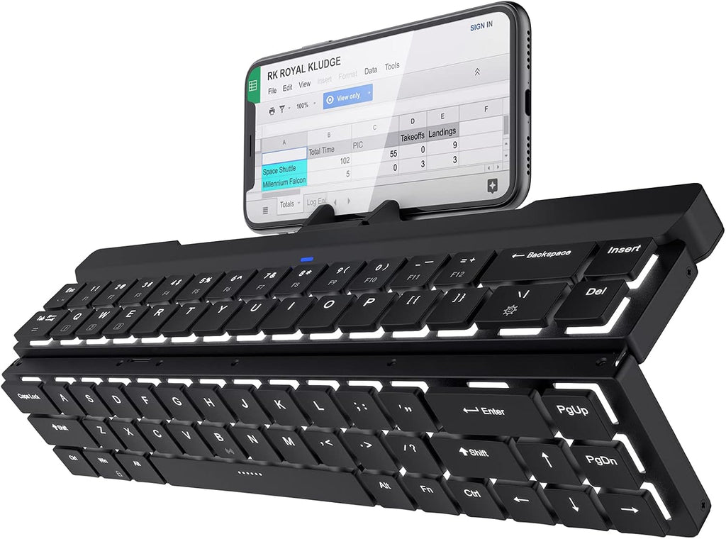 68 Keys 60% Foldable Mechanical Keyboard with Aluminum Body, White Backlit, Low Profile Clicky White Switches, Pack of 2 J4923