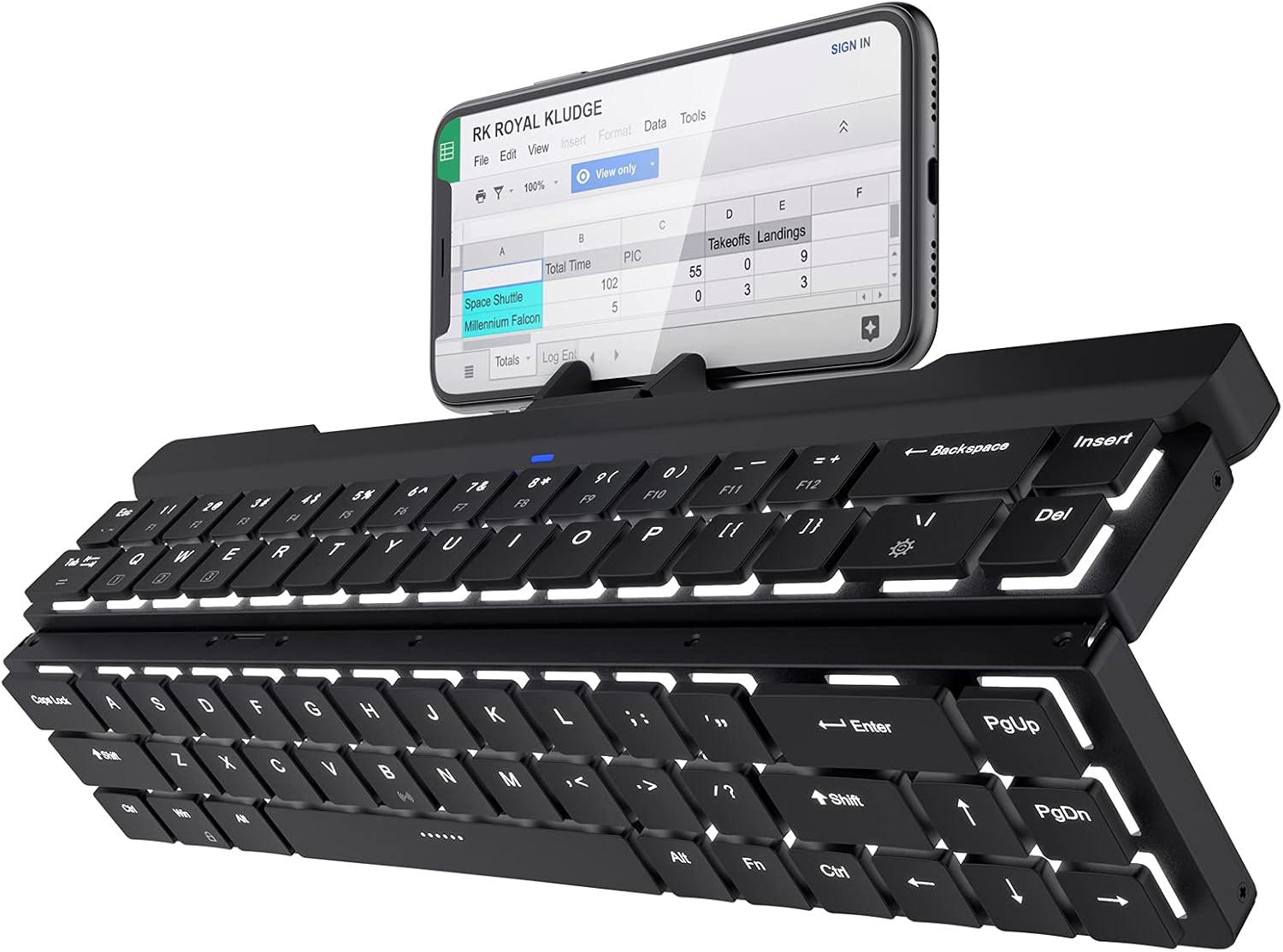 68 Keys 60% Foldable Mechanical Keyboard with Aluminum Body, White Backlit, Low Profile Clicky White Switches, Pack of 2 J4923