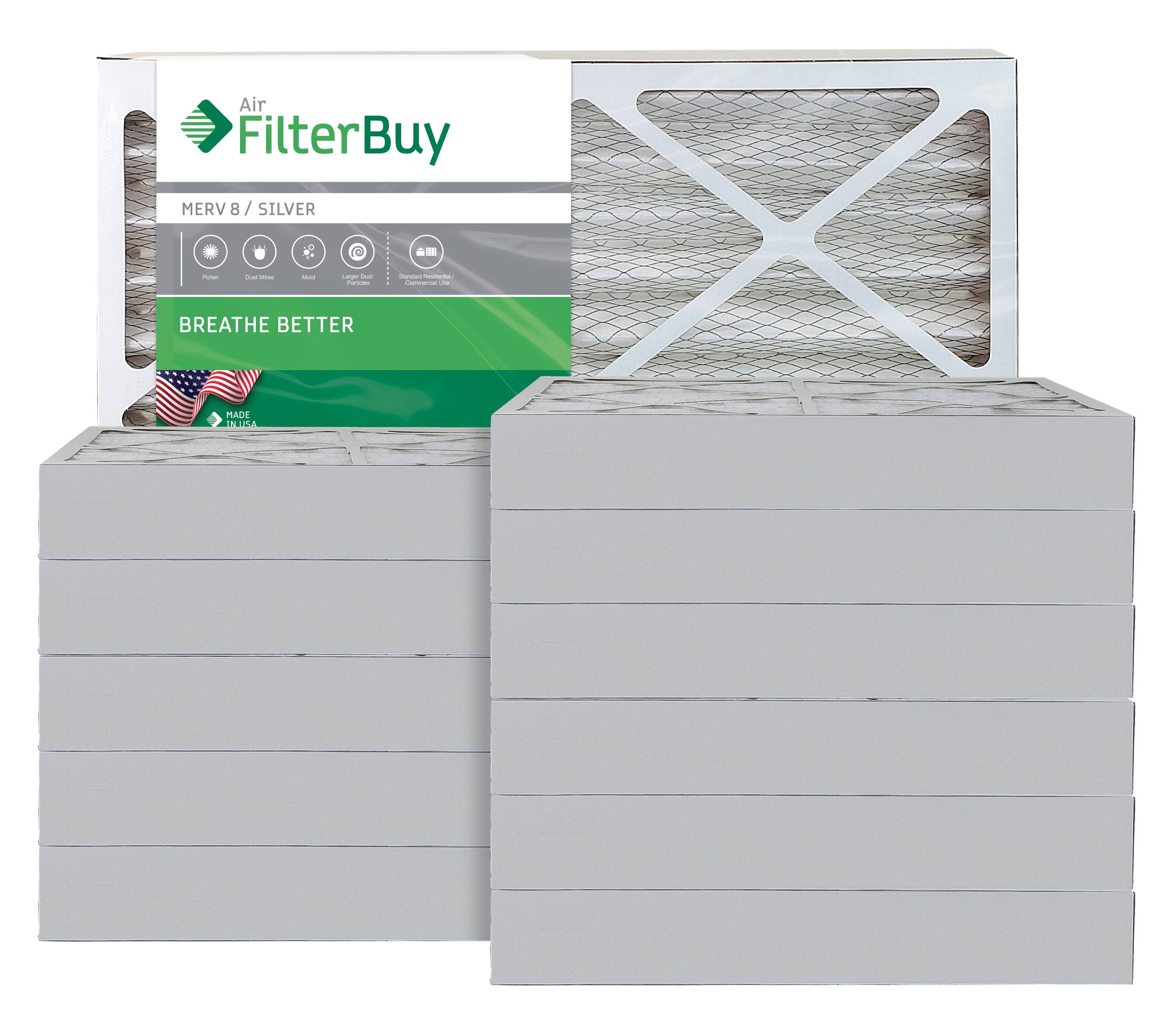 Silver MERV 8 18x25x4 Pleated AC Furnace Air Filter, Pack of 12 Y915215