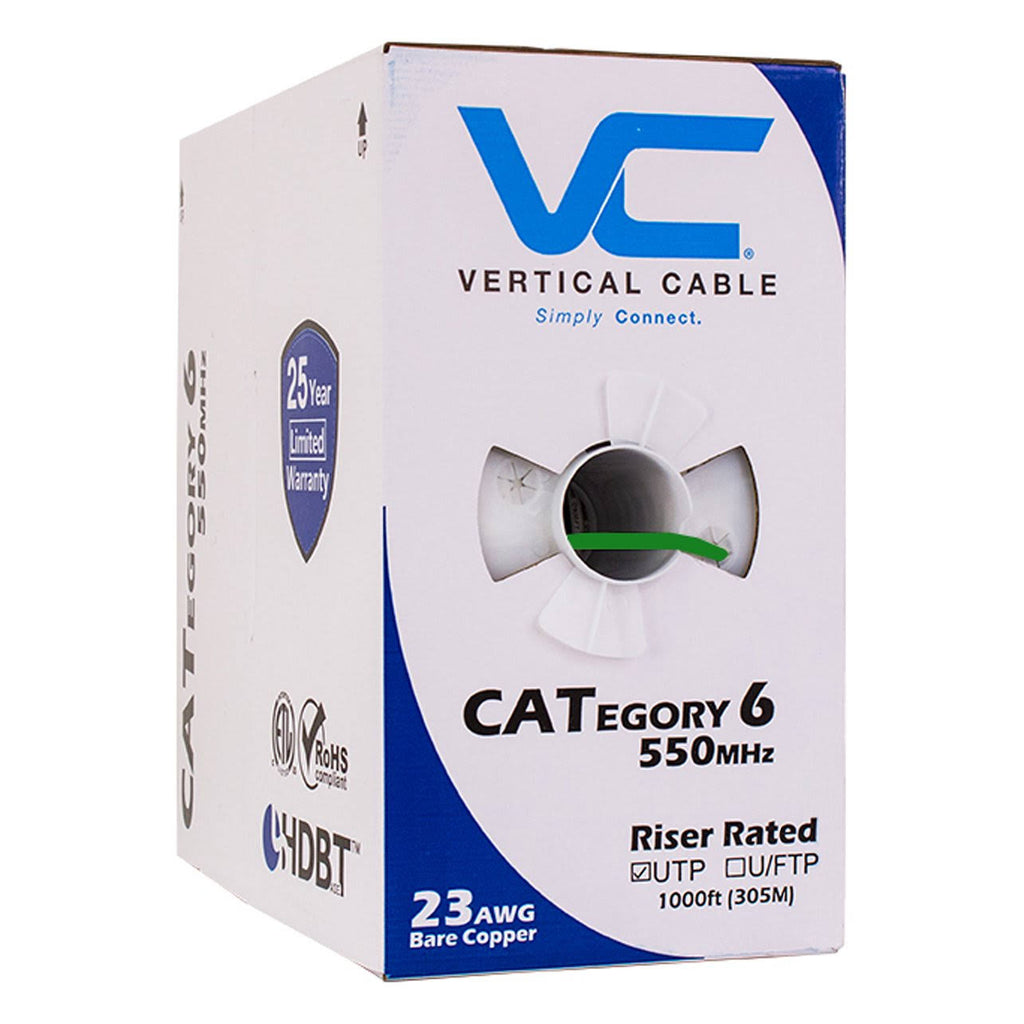 1000ft Solid Cat6 Cable - 23AWG 550MHz CMR-Green B694246