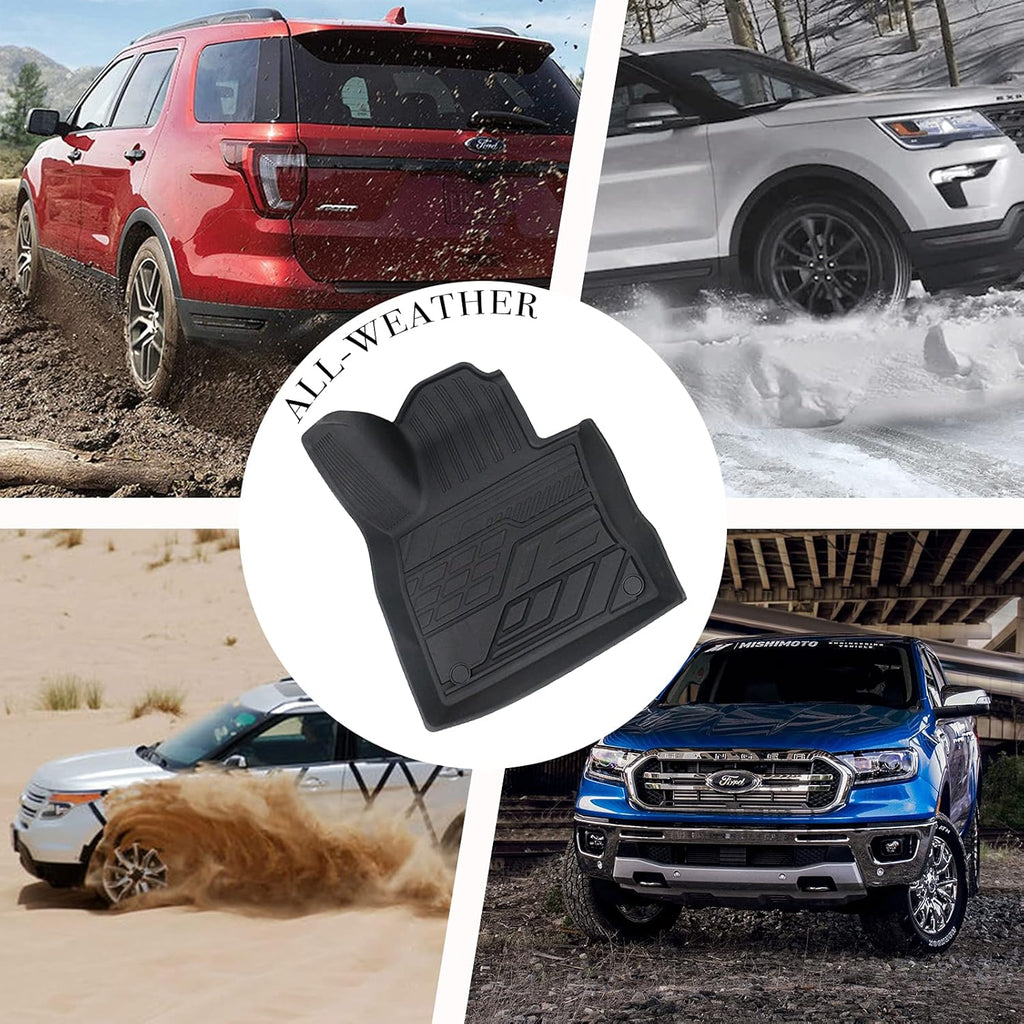 3D Design All Weather TPE Floor Liners for Ford Explorer 2019 2021, 1st and 2nd Row Black P4941