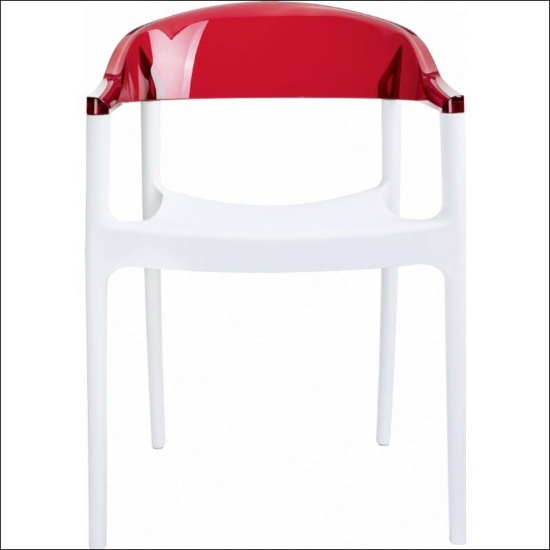 Transparent Red Back White Seat Dining Chair, Set of 4 Y4816
