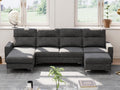 Modular U Shaped Fabric Sectional Sofa with Ottoman, 4 Seater, Metal Legs, Dark Grey M220970
