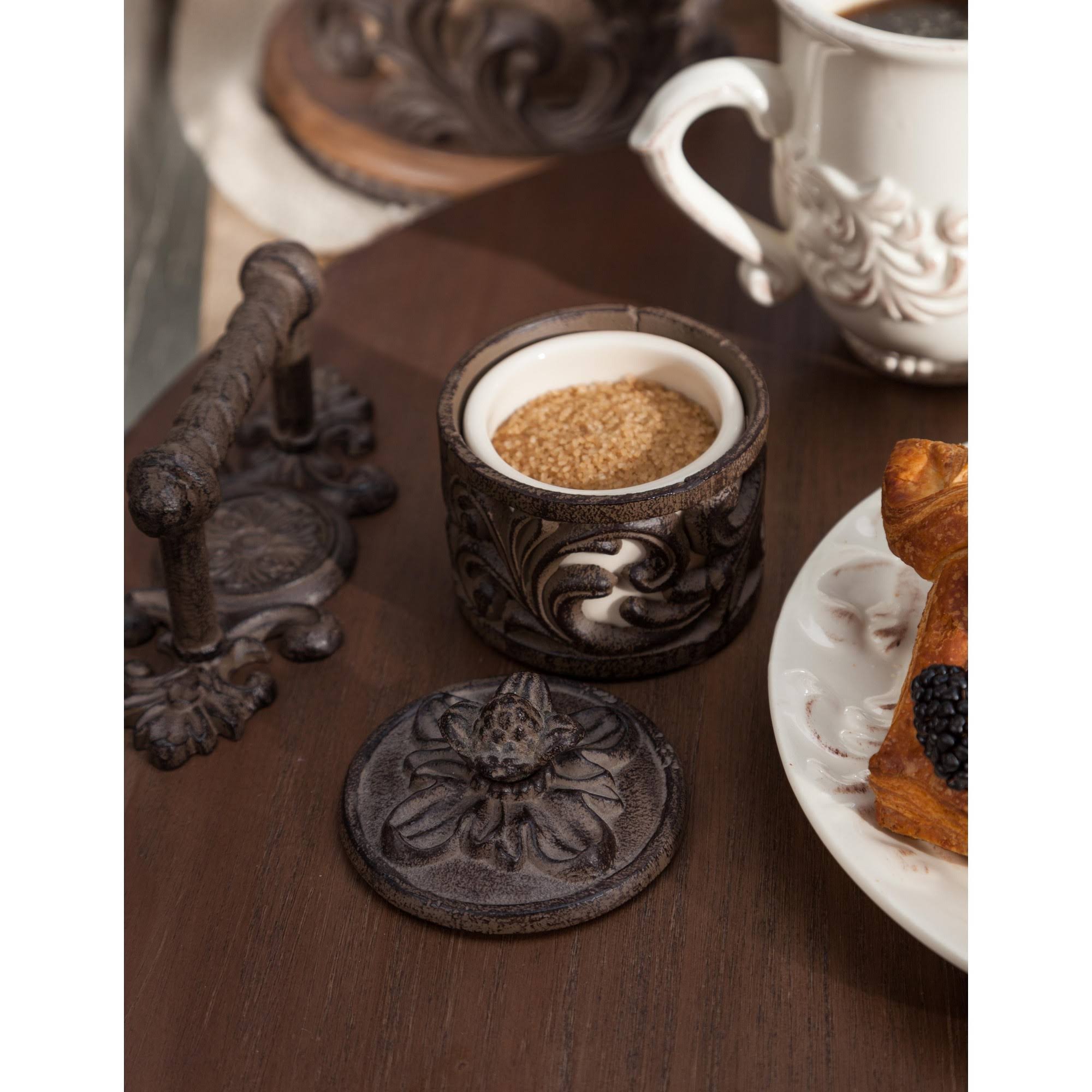 Wood Lazy Susan with Metal Handles S793